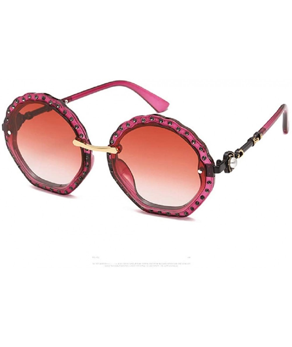 Oversized Round Oversized Rhinestone Sunglasses for Women Diamond Shades - E - CD18RZMHHGU $7.72