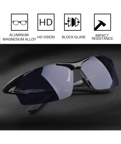 Oval Polarized Sport Sunglasses UV-400 Protection Lightweight Metal Driving glasses - Silver - CZ18R5UZD08 $11.42