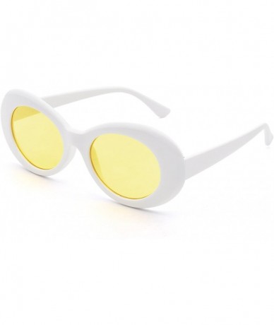 Oval Bold Retro Oval Lens Mod Style Thick Frame Sunglasses Clout Goggles 1212 - White&yellow - CT18636TC96 $30.14