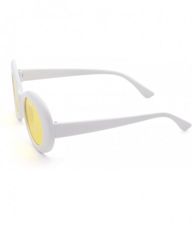 Oval Bold Retro Oval Lens Mod Style Thick Frame Sunglasses Clout Goggles 1212 - White&yellow - CT18636TC96 $30.14