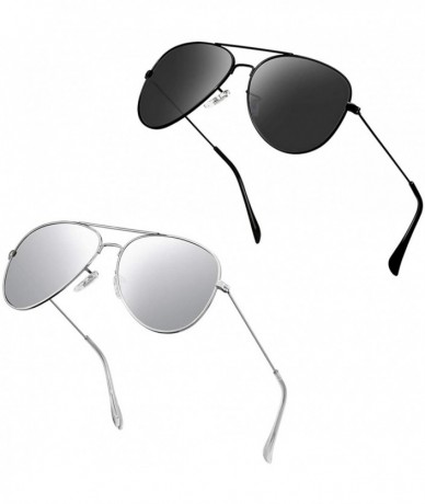 Round Polarized Aviator Sunglasses for Men/Women Metal Mens Sunglasses Driving Sun Glasses - CP199XR7WCG $17.47