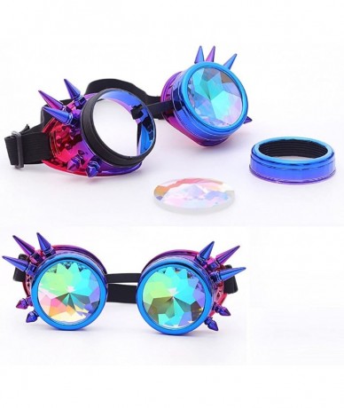 Goggle Colorful Steampunk Kaleidoscope Goggles Crystal Lenses Glasses with Double Color Lenses - Purple - C4196TZZ9ON $10.83