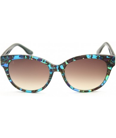 Round Luxury Women's Handmade Sunglasses (Brown/Blue/Green Pattern) - CM11SFM4K53 $32.98