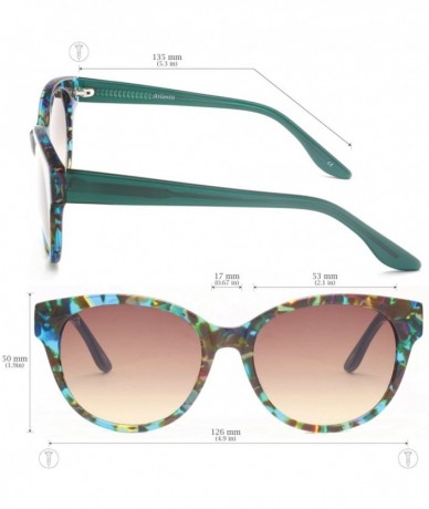 Round Luxury Women's Handmade Sunglasses (Brown/Blue/Green Pattern) - CM11SFM4K53 $32.98