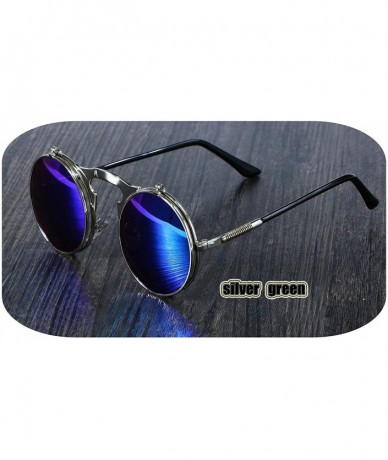 Goggle 3057 Steampunk Sunglasses Round Metal Women Style Retro Flip Circular Double Sun Glasses Men CIRCLE - CZ1984XX32R $32.44