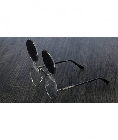Goggle 3057 Steampunk Sunglasses Round Metal Women Style Retro Flip Circular Double Sun Glasses Men CIRCLE - CZ1984XX32R $15.14