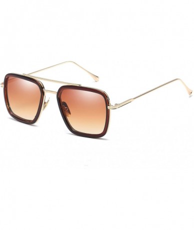 Aviator Aviator Sunglasses For Men Women Retro Vintage Square Designer Shades with Case - 66218gradient Brown - CI18T3GZ3CM $...