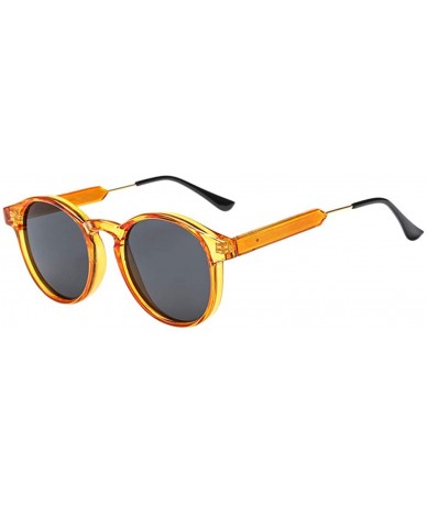 Sport Small Round Sunglasses for Women Men Vintage Fashion Eyewear UV400 - Orange - Grey - C518RRKXS4U $17.84