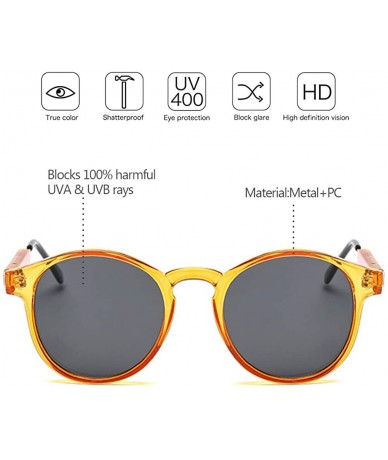 Sport Small Round Sunglasses for Women Men Vintage Fashion Eyewear UV400 - Orange - Grey - C518RRKXS4U $17.84