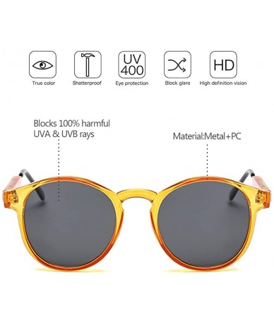 Sport Small Round Sunglasses for Women Men Vintage Fashion Eyewear UV400 - Orange - Grey - C518RRKXS4U $7.13