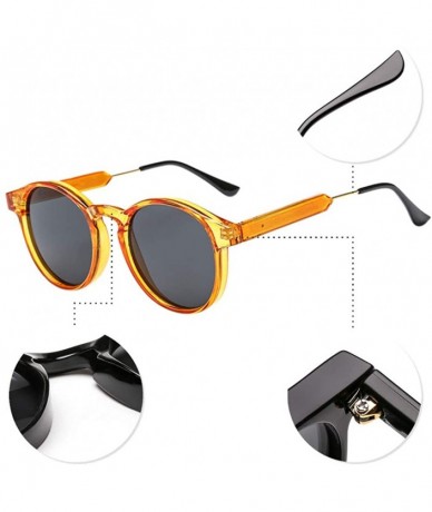 Sport Small Round Sunglasses for Women Men Vintage Fashion Eyewear UV400 - Orange - Grey - C518RRKXS4U $17.84