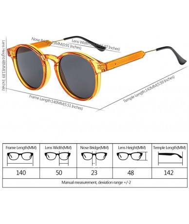 Sport Small Round Sunglasses for Women Men Vintage Fashion Eyewear UV400 - Orange - Grey - C518RRKXS4U $7.13