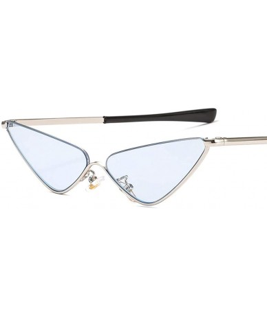 Cat Eye Cat Eye Sunglasses for Women Small Face Metal Frame Candy Color Eyewear UV400 - C4 Silver Blue - CT1902RCC6W $25.02