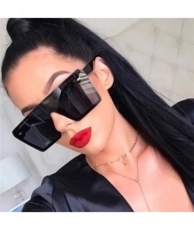Oversized Oversized Square Sunglasses Women Flat Top Red Black Clear Lens One Piece Men Shade Mirror - C7 - CF198RYMCQ7 $11.03