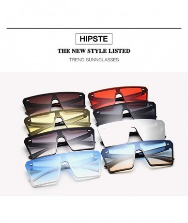 Oversized Oversized Square Sunglasses Women Flat Top Red Black Clear Lens One Piece Men Shade Mirror - C7 - CF198RYMCQ7 $11.03