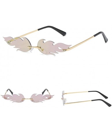 Rimless Women Vintage Sunglasses Fire Mirror Metal Rimless Sun Glasses for Men Narrow Eyewear - Purple Mirror - CP18WW4H052 $...