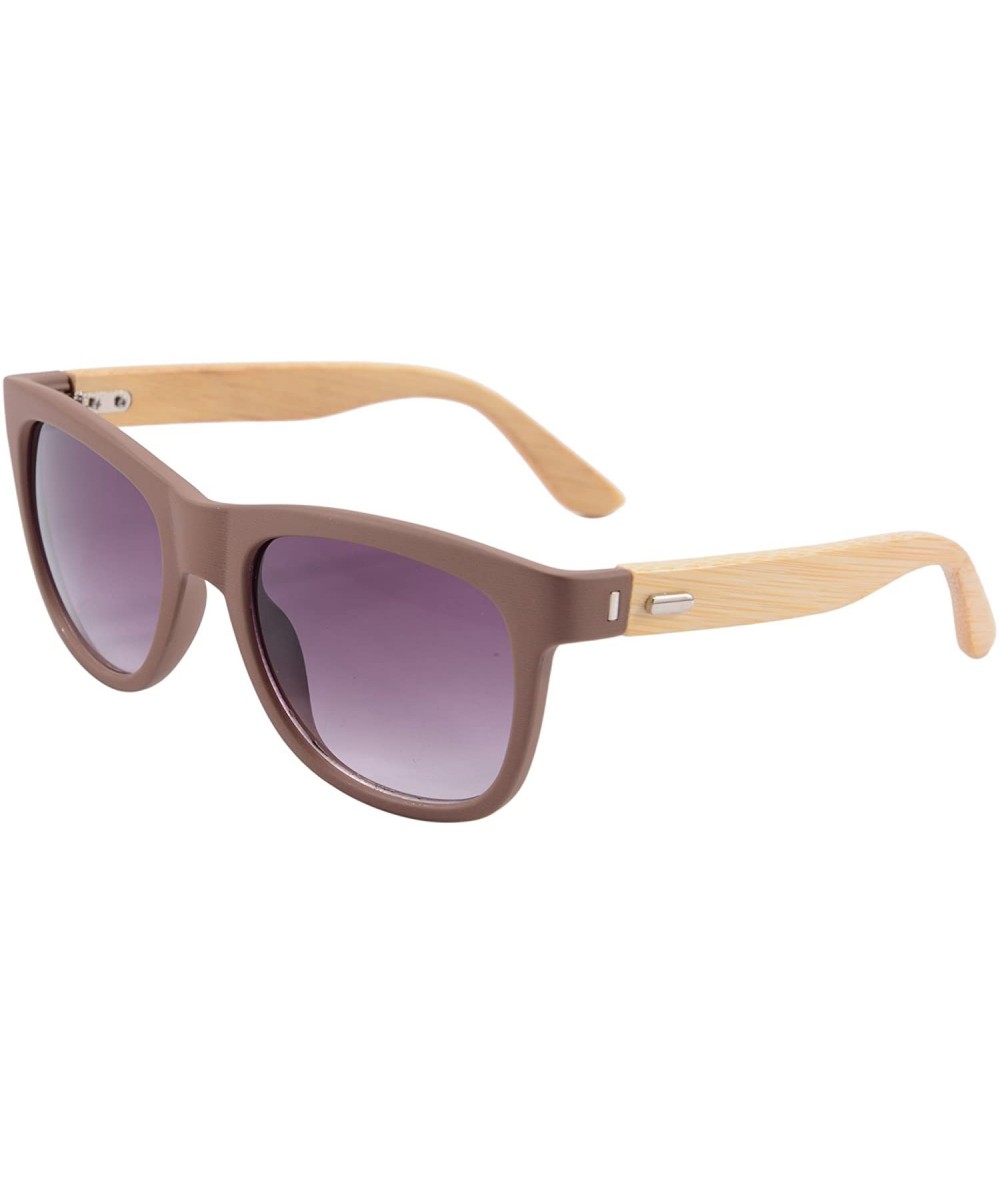 Wayfarer UV400 Wood Sunglasses with Bamboo Temples PC Frames-6103 - Brown - C912O222PEL $15.35