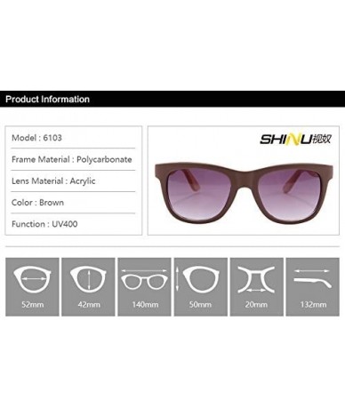 Wayfarer UV400 Wood Sunglasses with Bamboo Temples PC Frames-6103 - Brown - C912O222PEL $24.18