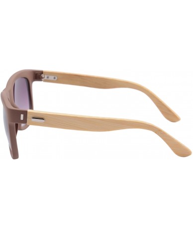 Wayfarer UV400 Wood Sunglasses with Bamboo Temples PC Frames-6103 - Brown - C912O222PEL $15.35