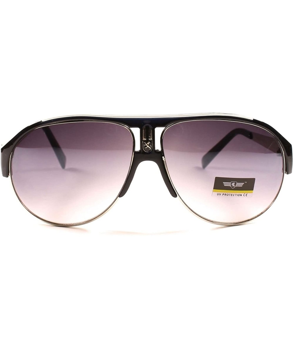 Aviator 80s Mens Womens Retro Vintage Classic Fashion Designer Aviator Sunglasses - Black / Silver - CB18X3WT028 $9.03