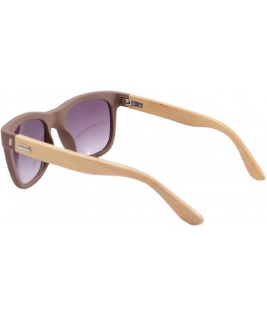 Wayfarer UV400 Wood Sunglasses with Bamboo Temples PC Frames-6103 - Brown - C912O222PEL $15.35