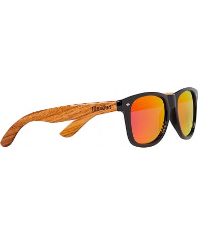 Round Zebra Wood Sunglasses with Mirror Polarized Lens for Men and Women - Red - CG12HJQS1KP $60.36