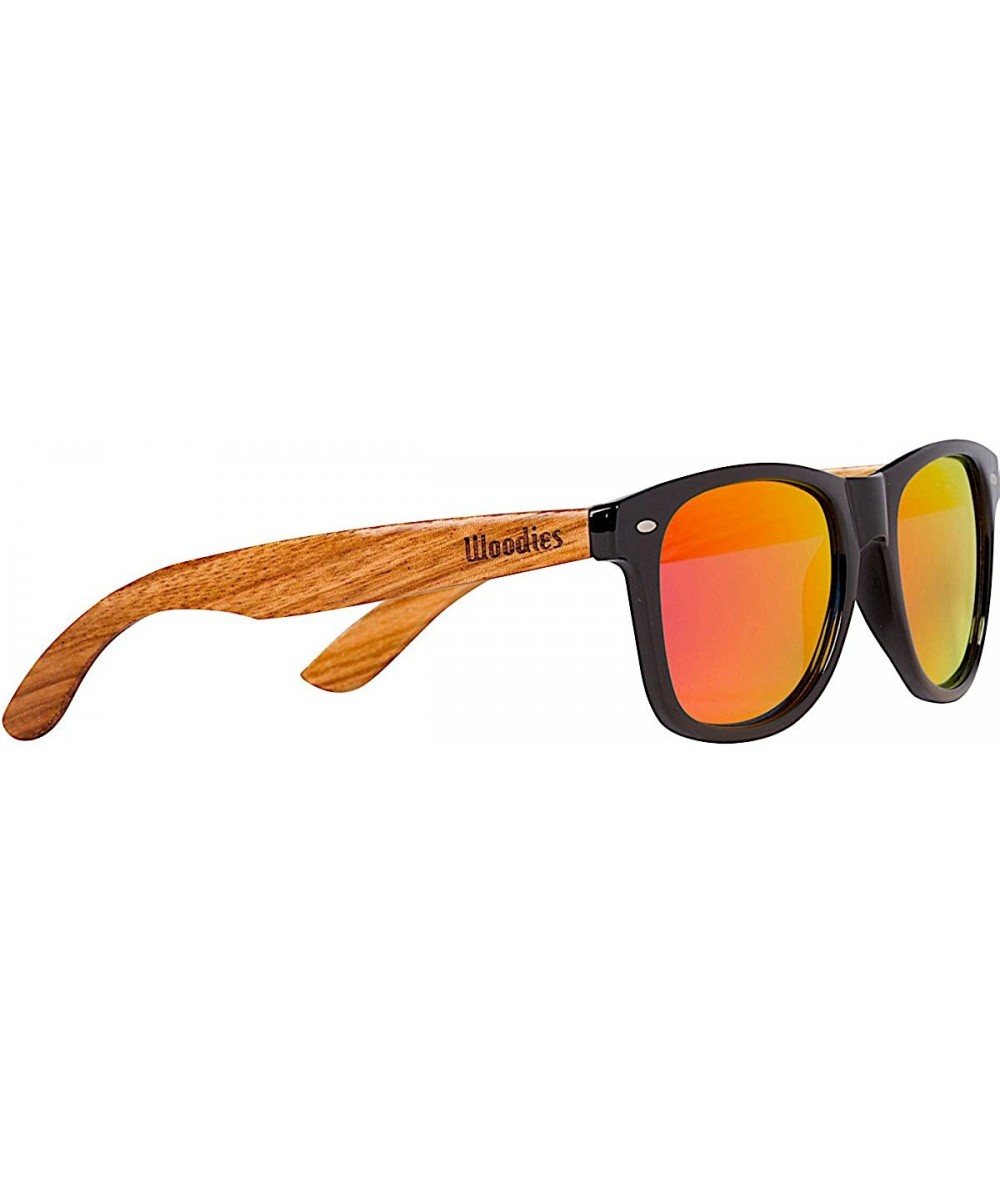 Round Zebra Wood Sunglasses with Mirror Polarized Lens for Men and Women - Red - CG12HJQS1KP $26.98