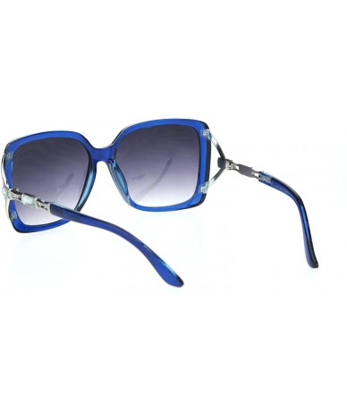 Butterfly Womens Squared rectangle Rhinestone Jewel Butterfly Designer Sunglasses - Blue Gradient Black - CY18MD5GUDS $23.84