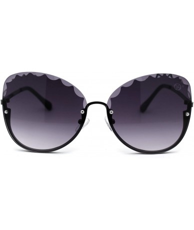 Oversized Womens Petal Bevel Lens Upside Down Half Rim Fashion Sunglasses - Gunmetal Smoke - CC18YW0MKGN $29.26