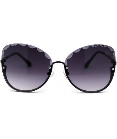 Oversized Womens Petal Bevel Lens Upside Down Half Rim Fashion Sunglasses - Gunmetal Smoke - CC18YW0MKGN $10.43