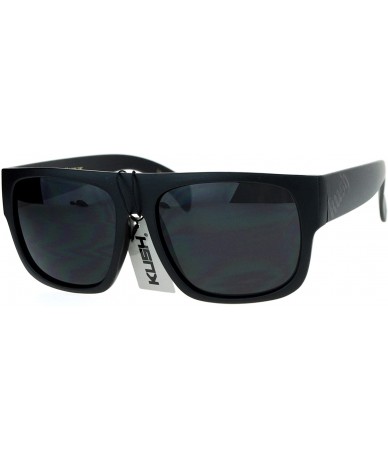 Square KUSH Sunglasses Matte Black Square Frame Dark Black Lens UV 400 - C212O5OZQE5 $7.48