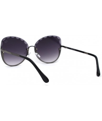 Oversized Womens Petal Bevel Lens Upside Down Half Rim Fashion Sunglasses - Gunmetal Smoke - CC18YW0MKGN $10.43