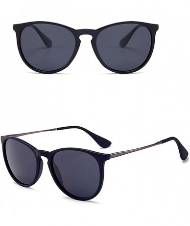 Round Cat Eyes Sunglasses for Women WITH CASE Oversized Fashion Vintage Eyewear 100% UV Protection - Black - CA18XL2GNLN $8.82