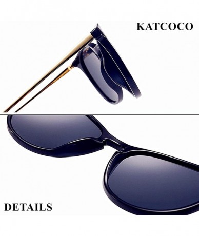 Round Cat Eyes Sunglasses for Women WITH CASE Oversized Fashion Vintage Eyewear 100% UV Protection - Black - CA18XL2GNLN $8.82