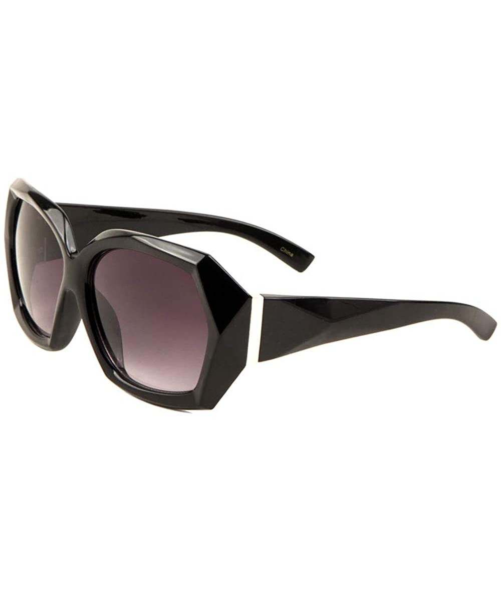 Butterfly Thick Geometric Polygon Butterfly Sunglasses - Black - CC197QZ4MT6 $15.25