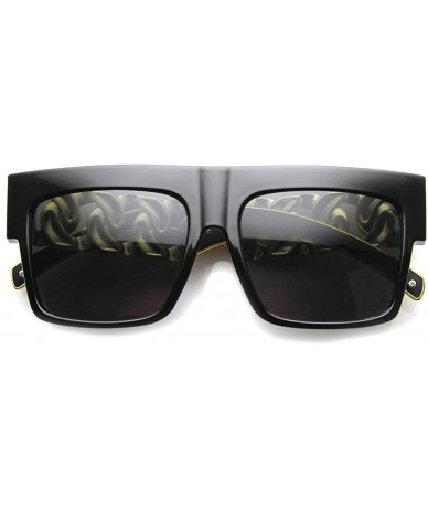 Oversized Big Oversized Flat Top Retro Hip Hop Thick Chain Frame Sunglasses - Black-silver - C017WXHLAGA $9.97