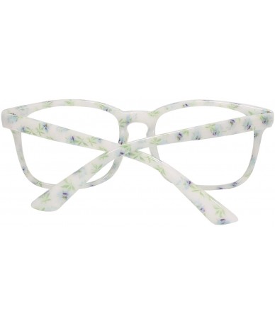 Square Plain Glasses Frame for Women Men non prescription Plastic full Frame Clear Lens - Green Flower - CD18QH95SKO $10.18