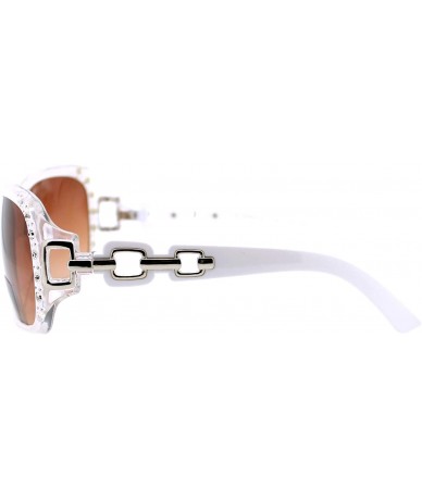 Square Womens Bifocal Lens Sunglasses Oversized Square Rhinestone Frame - White - CA18IEX2LQI $8.99