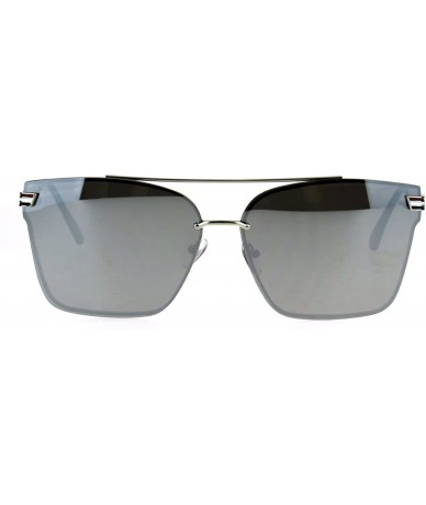 Rectangular Color Mirrored Rimless Metal Horn Rim Flat Lens Sunglasses - Silver Mirror - CY182W00GWK $12.88