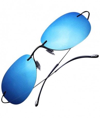 Wayfarer Men's Fashion Polarized Driving Sunglasses Ultralight Titanium Frame Sports Sunglasses - Black Frame Blue Lens - CK1...