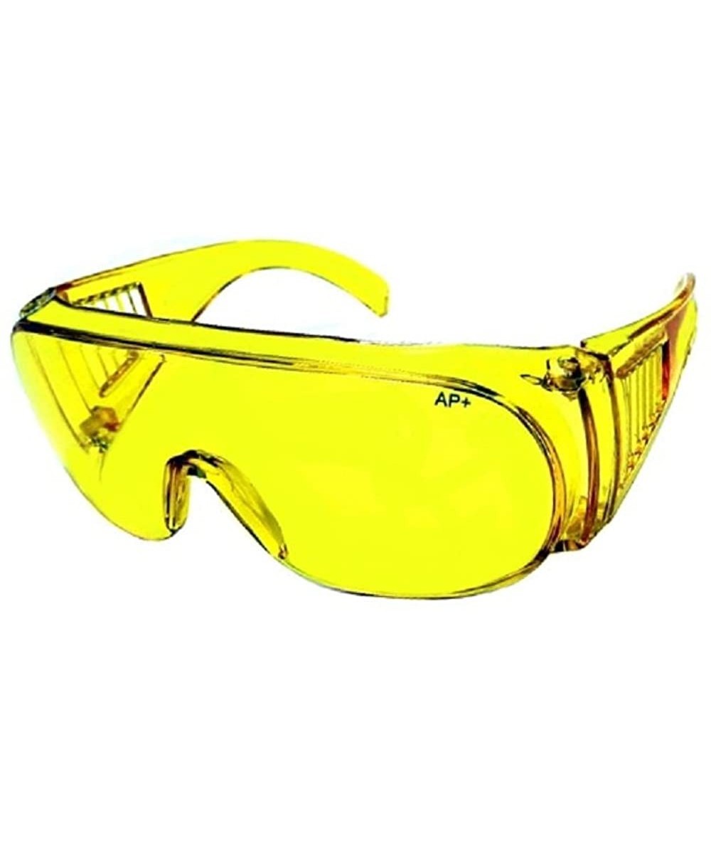Goggle Fit Over Glasses No Blind Spot Yellow Lens Wrap Safety Sunglasses - Night Driving - Clear - Smoke Lens - Yellow - CI18...