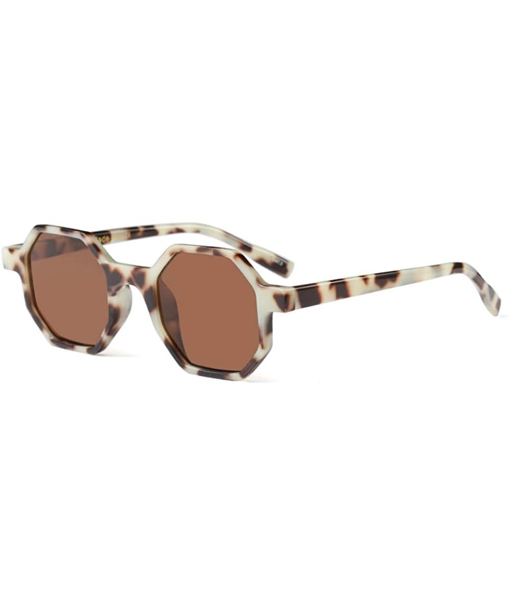 Oversized Hexagonal Sunglasses for Men Women Vintage Retro Plastic Octagon Geometric Frame - Tortoise - CM1800EGOG6 $15.67