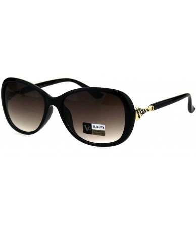 Butterfly Womens Luxury 90s Oval Butterfly Rhinestone Ornament Hinge Sunglasses - Black Brown - CH18GZXHN74 $22.73