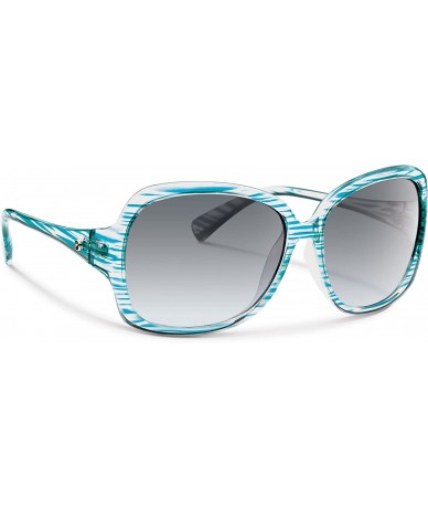 Round Dixie Sunglass - Teal Stripe - CX11KHJRAS5 $12.01