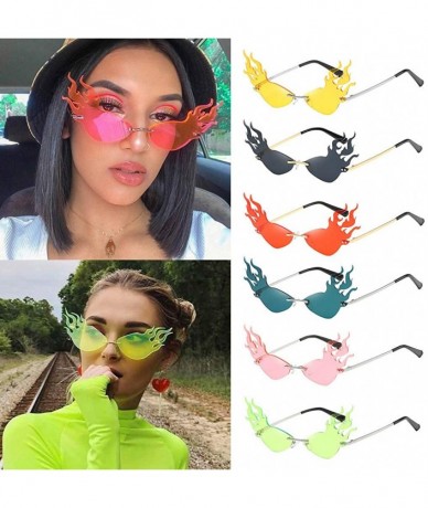 Round UV Protection Sunglasses for Women Men Rimless frame Cat-Eye Shaped Plastic Lens and Frame Sunglass - Pink - CV19038YX4...