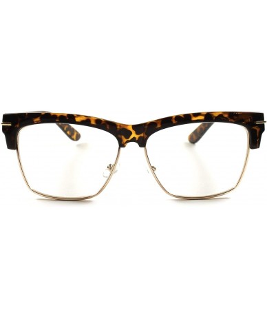 Rectangular Horn Rimmed Retro Mens Womens Clear Lens Rectangle Eyeglasses - Tortoise - CB18X06UGC4 $7.67