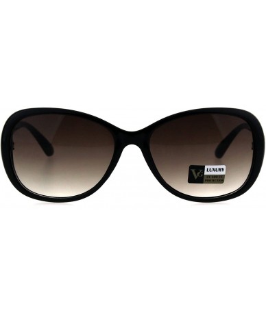Butterfly Womens Luxury 90s Oval Butterfly Rhinestone Ornament Hinge Sunglasses - Black Brown - CH18GZXHN74 $22.73