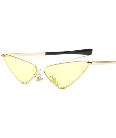 Cat Eye Cat Eye Sunglasses for Women Small Face Metal Frame Candy Color Eyewear UV400 - C3 Gold Yellow - CU1902AA6QW $9.70