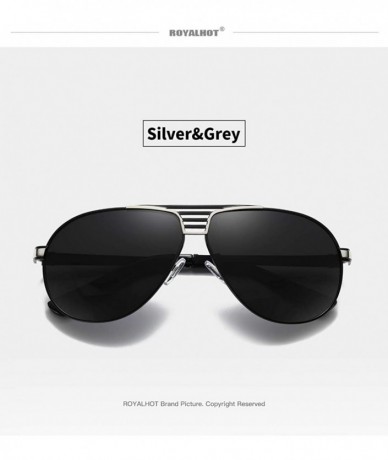 Sport Men Polarized Sunglasses Vintage Aviator Driving UV400 Protection 90090 - Silver Grey - CF18XDA5ZMW $16.09