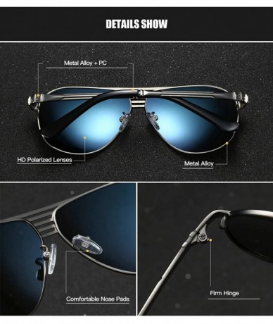 Sport Men Polarized Sunglasses Vintage Aviator Driving UV400 Protection 90090 - Silver Grey - CF18XDA5ZMW $16.09